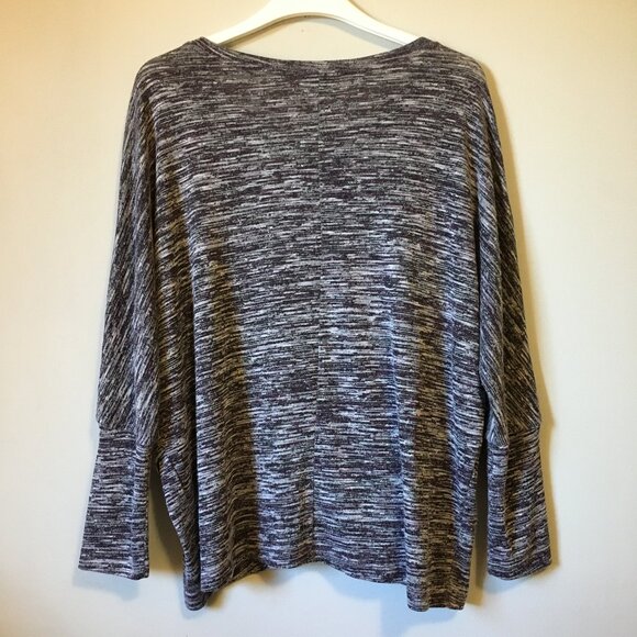 Lava Purple Marled Knit Rayon Blend Dolman Sleeve Wrap Hem Pullover - Picture 2 of 15